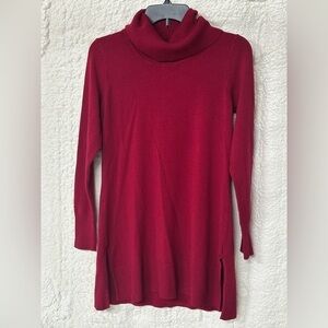 Susan Graver cranberry red turtleneck tunic sweater women’s‎ small